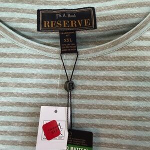 Jos A Bank Reserve Men's Striped Short Sleeve Tee - Green and Grey stripe